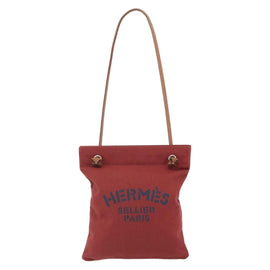 HERMES Shoulder Bag Canvas Bordeaux Silver Auth ep14010A - 0