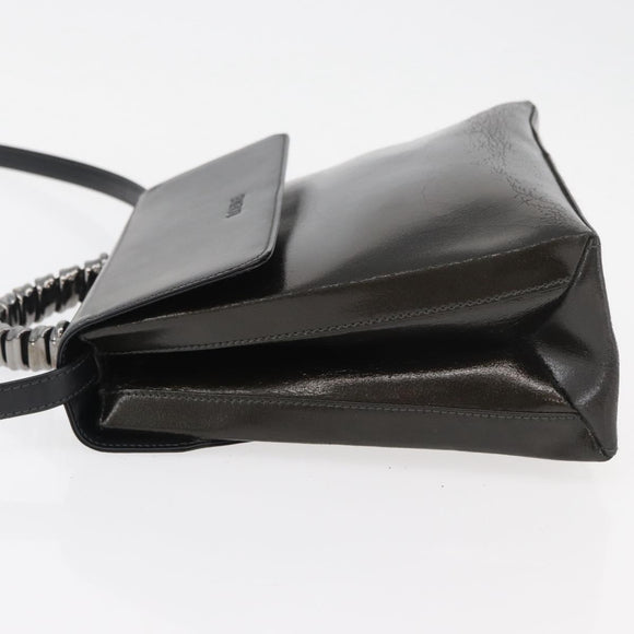 LOEWE Hand Bag Leather 2way Black Silver Auth ep14013