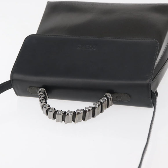 LOEWE Hand Bag Leather 2way Black Silver Auth ep14013