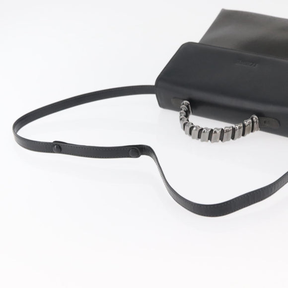 LOEWE Hand Bag Leather 2way Black Silver Auth ep14013
