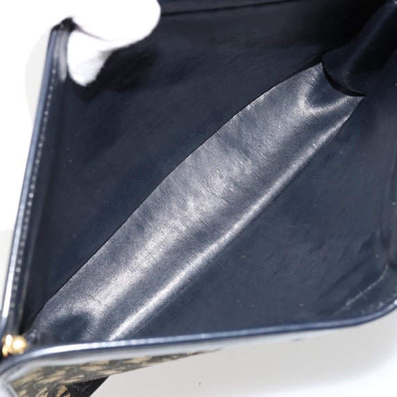Christian Dior Trotter Canvas Clutch Bag Navy Gold Auth ep14016