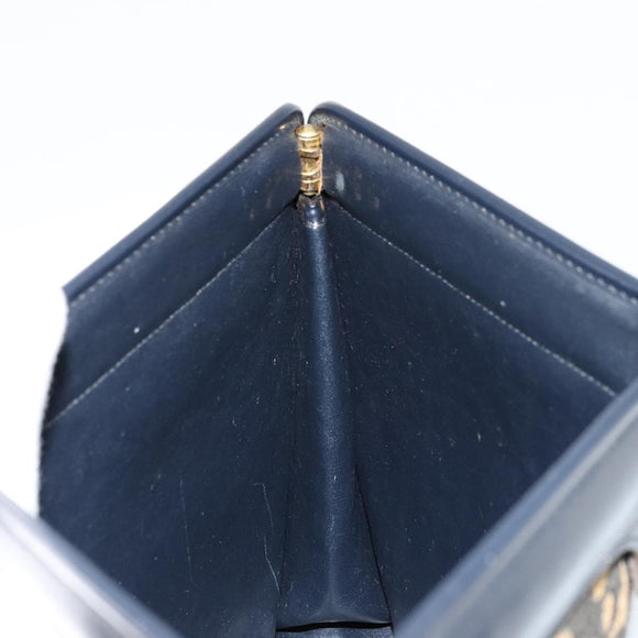 Christian Dior Trotter Canvas Clutch Bag Navy Gold Auth ep14016