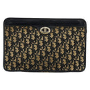 Christian Dior Trotter Canvas Clutch Bag Navy Gold Auth ep14016-2