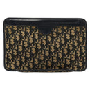 Christian Dior Trotter Canvas Clutch Bag Navy Gold Auth ep14016-3