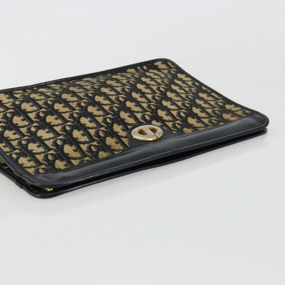 Christian Dior Trotter Canvas Clutch Bag Navy Gold Auth ep14016