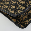 Christian Dior Trotter Canvas Clutch Bag Navy Gold Auth ep14016-9
