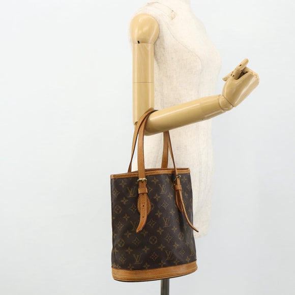 LOUIS VUITTON Monogram Bucket PM Shoulder Bag M42238 LV Auth ep14017