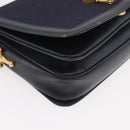 CELINE C Sulky Horse Carriage Shoulder Bag Canvas Navy Gold Auth ep14022-9