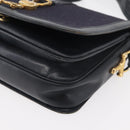 CELINE C Sulky Horse Carriage Shoulder Bag Canvas Navy Gold Auth ep14022-14