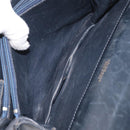 CELINE C Sulky Horse Carriage Shoulder Bag Canvas Navy Gold Auth ep14022-22