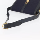 CELINE C Sulky Horse Carriage Shoulder Bag Canvas Navy Gold Auth ep14022-7