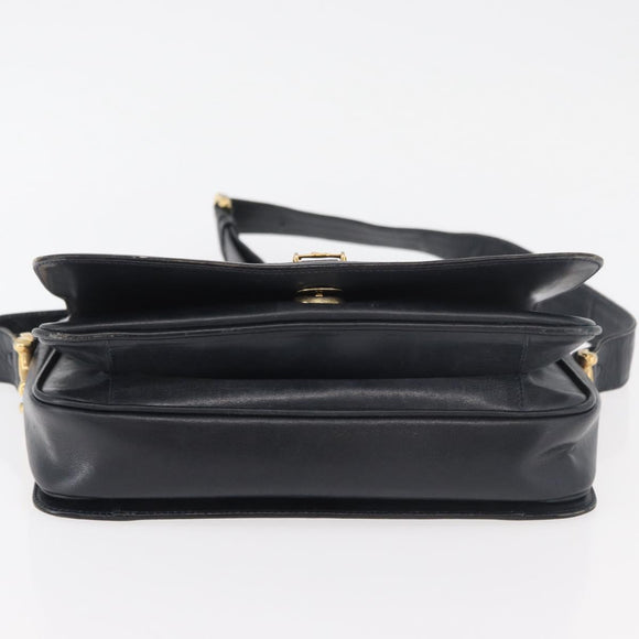 CELINE C Sulky Horse Carriage Shoulder Bag Canvas Navy Gold Auth ep14022