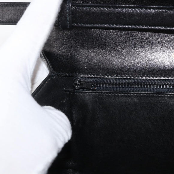 GUCCI Horsebit Shoulder Bag Leather Black Gold Auth ep14024