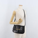 GUCCI Horsebit Shoulder Bag Leather Black Gold Auth ep14024-22