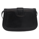 GUCCI Horsebit Shoulder Bag Leather Black Gold Auth ep14024-2