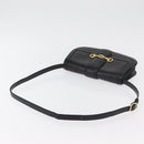 GUCCI Horsebit Shoulder Bag Leather Black Gold Auth ep14024-7