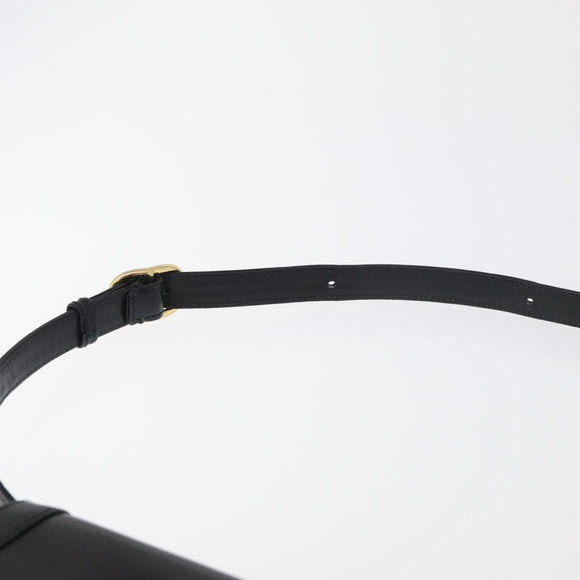 GUCCI Horsebit Shoulder Bag Leather Black Gold Auth ep14024