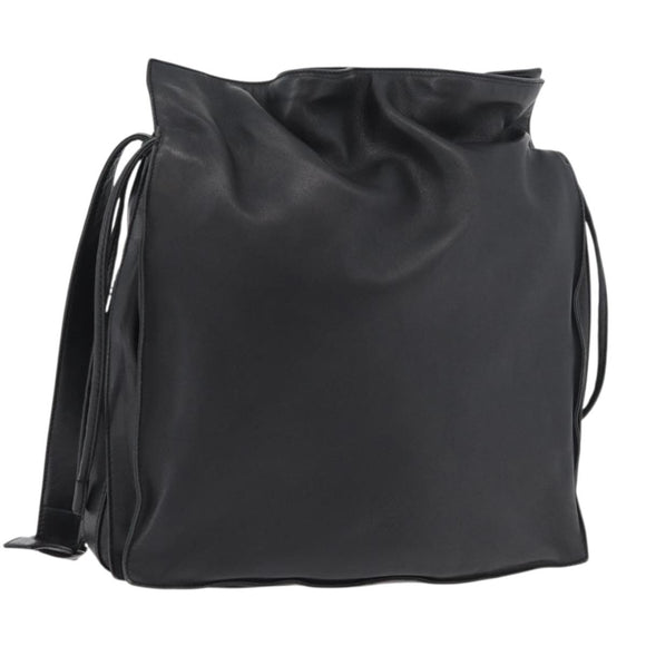 LOEWE Shoulder Bag Leather Black Silver Auth ep14025