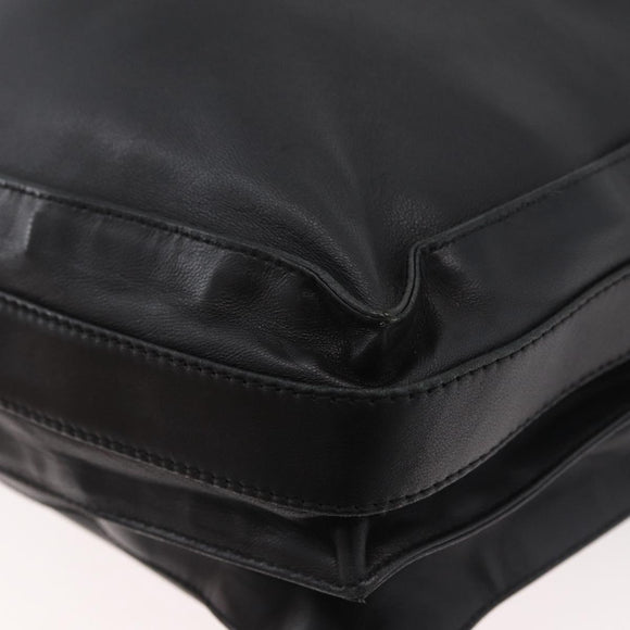 LOEWE Shoulder Bag Leather Black Silver Auth ep14025