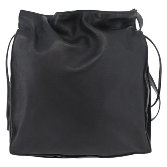 LOEWE Shoulder Bag Leather Black Silver Auth ep14025