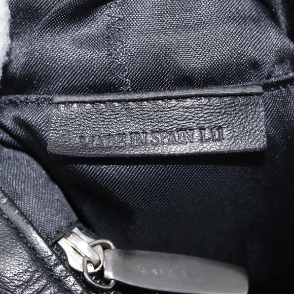 LOEWE Shoulder Bag Leather Black Silver Auth ep14025