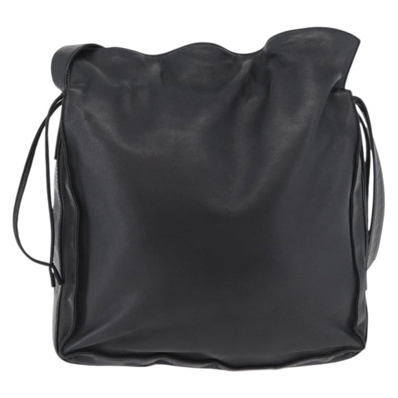 LOEWE Shoulder Bag Leather Black Silver Auth ep14025