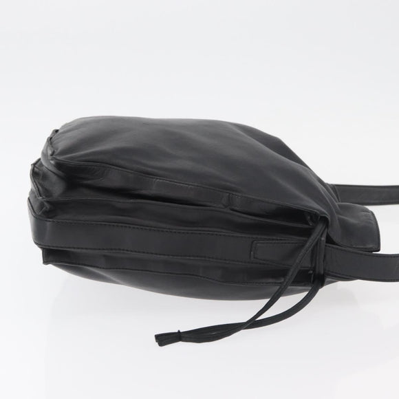 LOEWE Shoulder Bag Leather Black Silver Auth ep14025