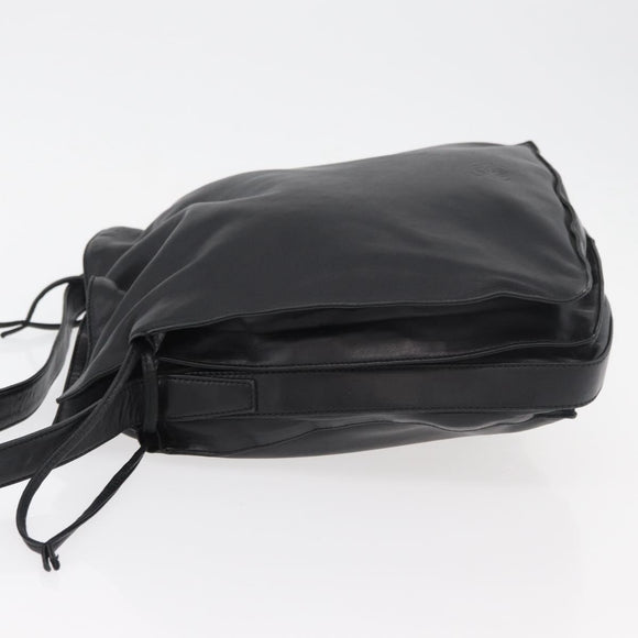 LOEWE Shoulder Bag Leather Black Silver Auth ep14025