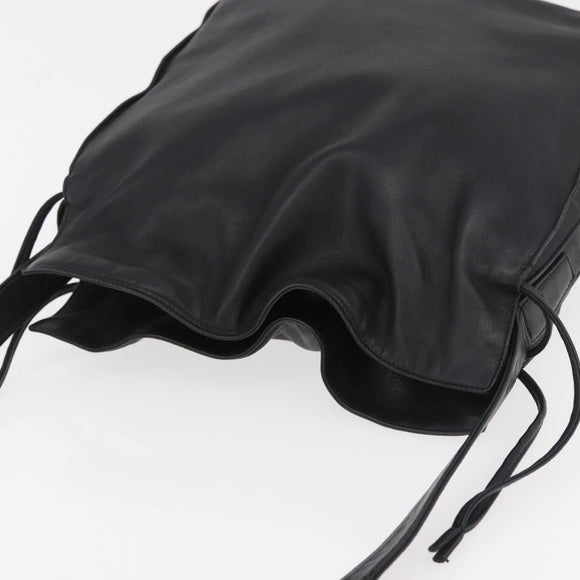 LOEWE Shoulder Bag Leather Black Silver Auth ep14025