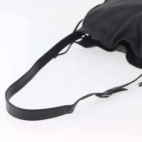 LOEWE Shoulder Bag Leather Black Silver Auth ep14025