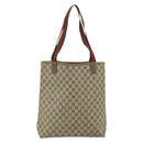 GUCCI GG Supreme Web Sherry Line Tote Bag PVC Beige 40 02 003 Auth ep14026-3