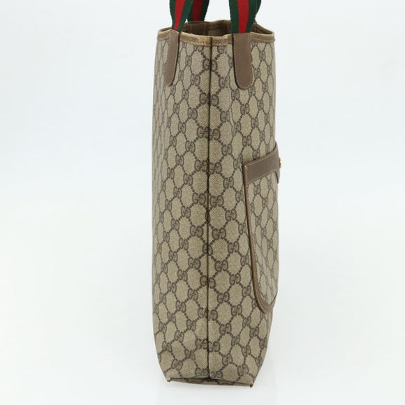 GUCCI GG Supreme Web Sherry Line Tote Bag PVC Beige 40 02 003 Auth ep14026