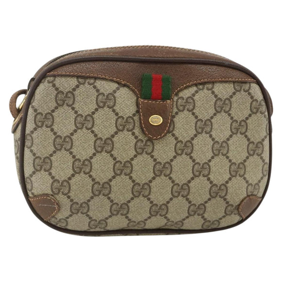 GUCCI GG Supreme Web Sherry Line Bag PVC Beige Gold 89 02 066 Auth ep14029