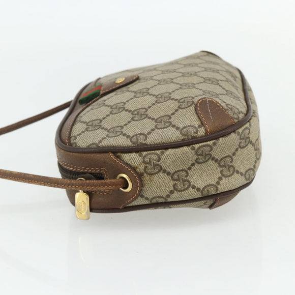 GUCCI GG Supreme Web Sherry Line Bag PVC Beige Gold 89 02 066 Auth ep14029