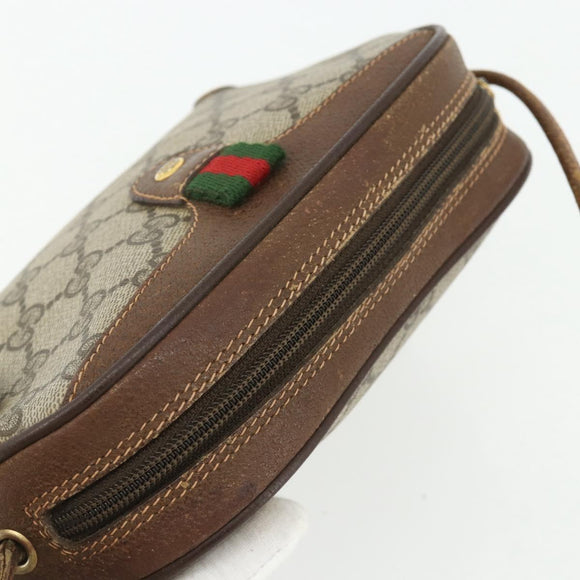 GUCCI GG Supreme Web Sherry Line Bag PVC Beige Gold 89 02 066 Auth ep14029