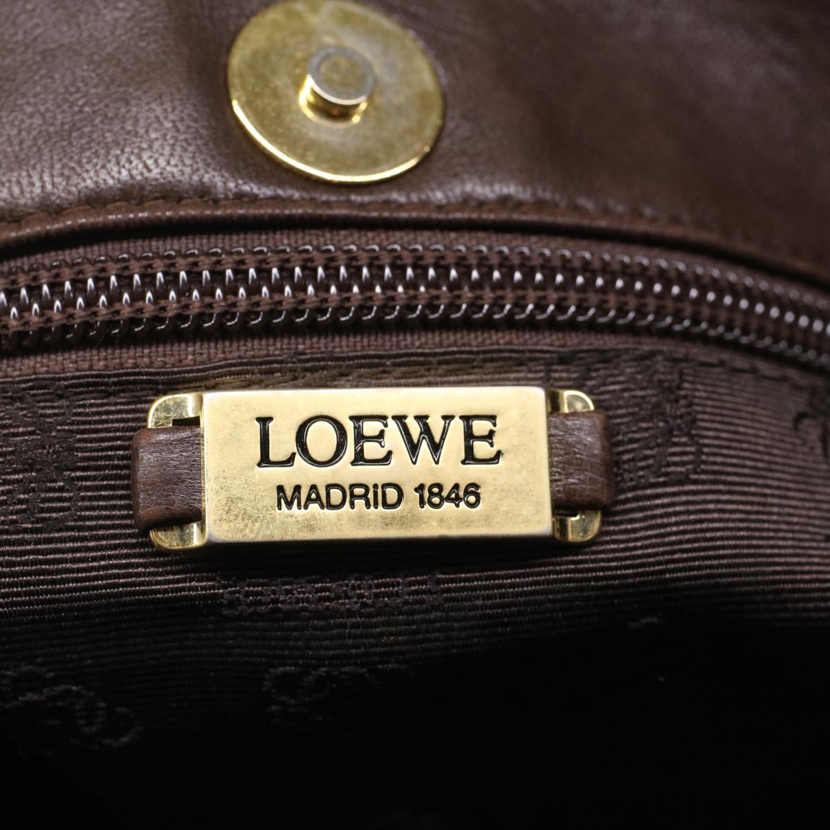 LOEWE Hand Bag Suede Brown Auth ep1403