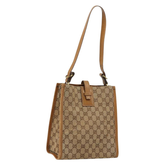 GUCCI GG Canvas Shoulder Bag Beige Gold 110292 Auth ep14036