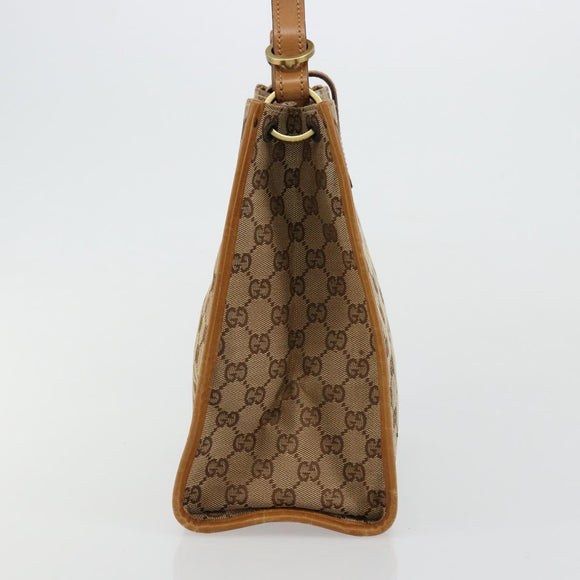 GUCCI GG Canvas Shoulder Bag Beige Gold 110292 Auth ep14036