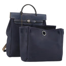 HERMES Her Line Herbag Ad Backpack Canvas Navy Silver Auth ep14037-1