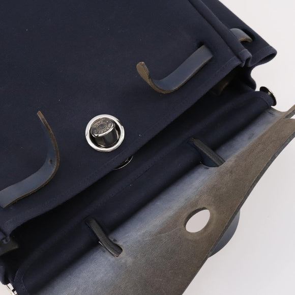 HERMES Her Line Herbag Ad Backpack Canvas Navy Silver Auth ep14037