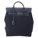 HERMES Her Line Herbag Ad Backpack Canvas Navy Silver Auth ep14037-13