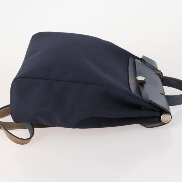 HERMES Her Line Herbag Ad Backpack Canvas Navy Silver Auth ep14037