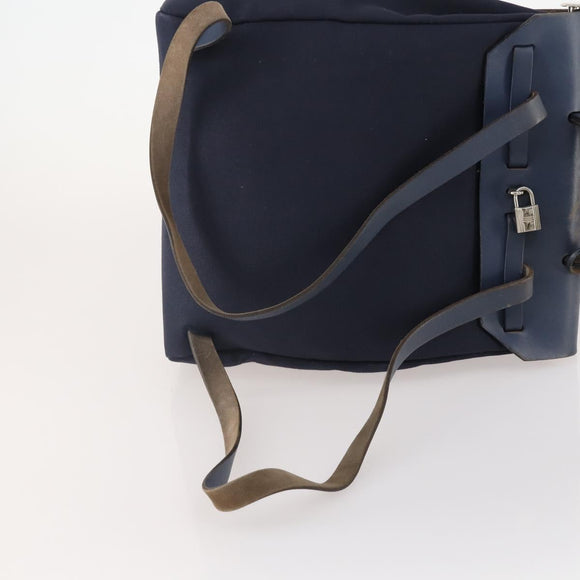 HERMES Her Line Herbag Ad Backpack Canvas Navy Silver Auth ep14037