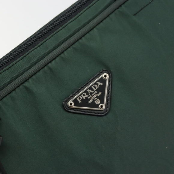 PRADA Tote Bag Nylon Green Silver Auth ep14041
