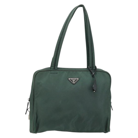 PRADA Tote Bag Nylon Green Silver Auth ep14041