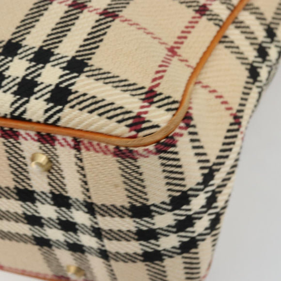 BURBERRY Nova Check Hand Bag Canvas Beige Gold Auth ep14042