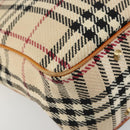 BURBERRY Nova Check Hand Bag Canvas Beige Gold Auth ep14042-15