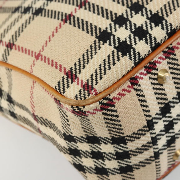 BURBERRY Nova Check Hand Bag Canvas Beige Gold Auth ep14042