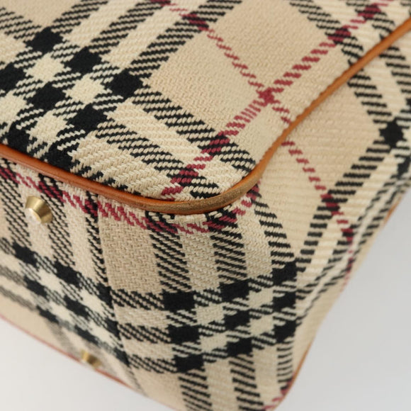 BURBERRY Nova Check Hand Bag Canvas Beige Gold Auth ep14042