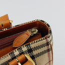 BURBERRY Nova Check Hand Bag Canvas Beige Gold Auth ep14042-10